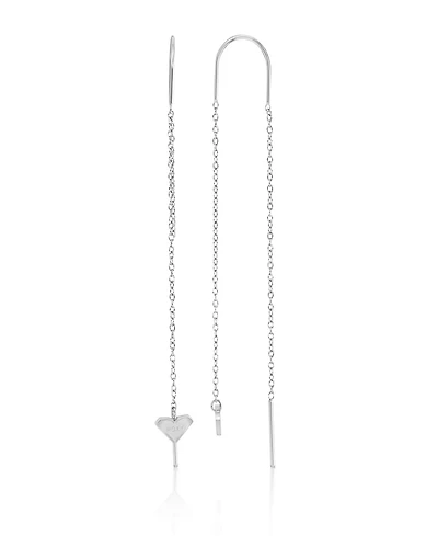 Roxy Waterproof Platinum 65mm Triangular Heart Threader Earrings