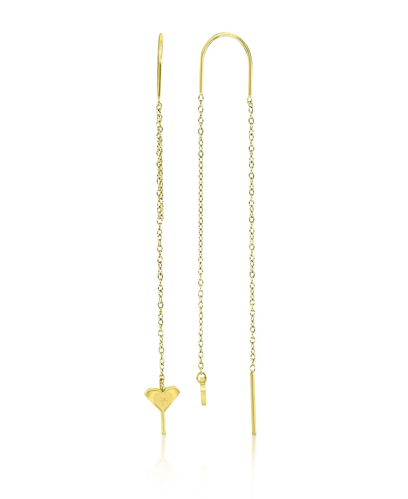 Roxy Waterproof Yellow 65mm Triangular Heart Palm Tree Threader Earrings