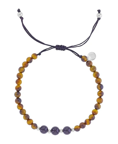 Roxy Waterproof Platinum Black Onyx Tiger Eye Adjustable Bracelet