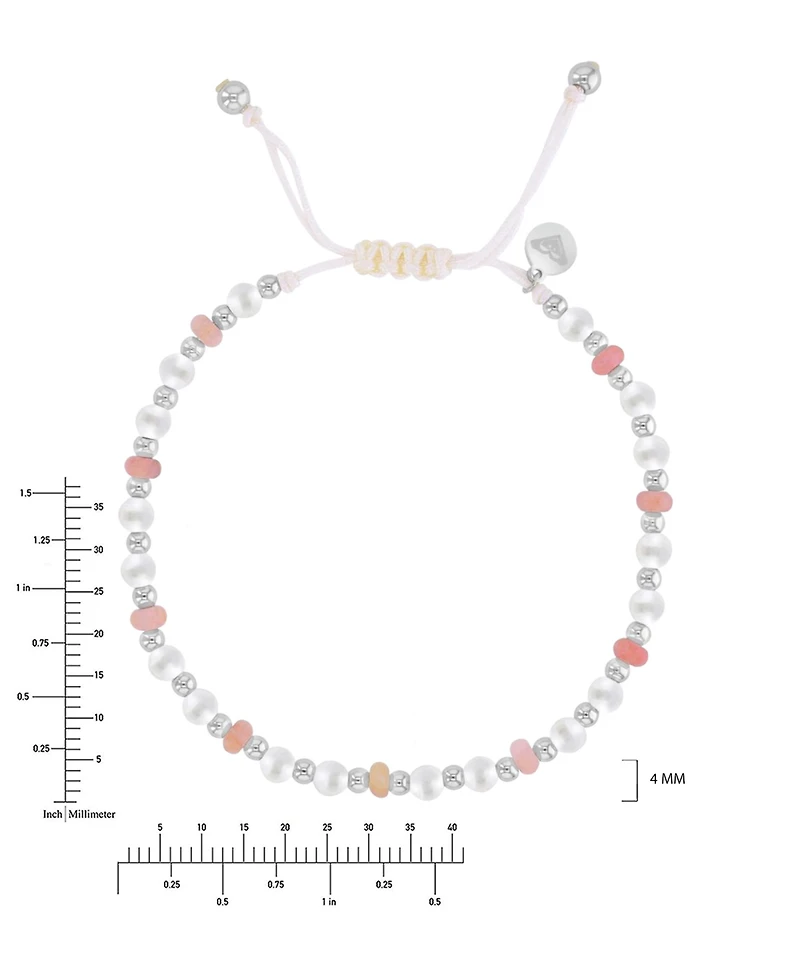 Roxy Waterproof Platinum Rhodonite Pearl Adjustable Bracelet