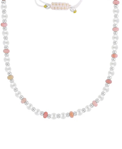 Roxy Waterproof Platinum Beads Rhodolite Pearl Adjustable Necklace