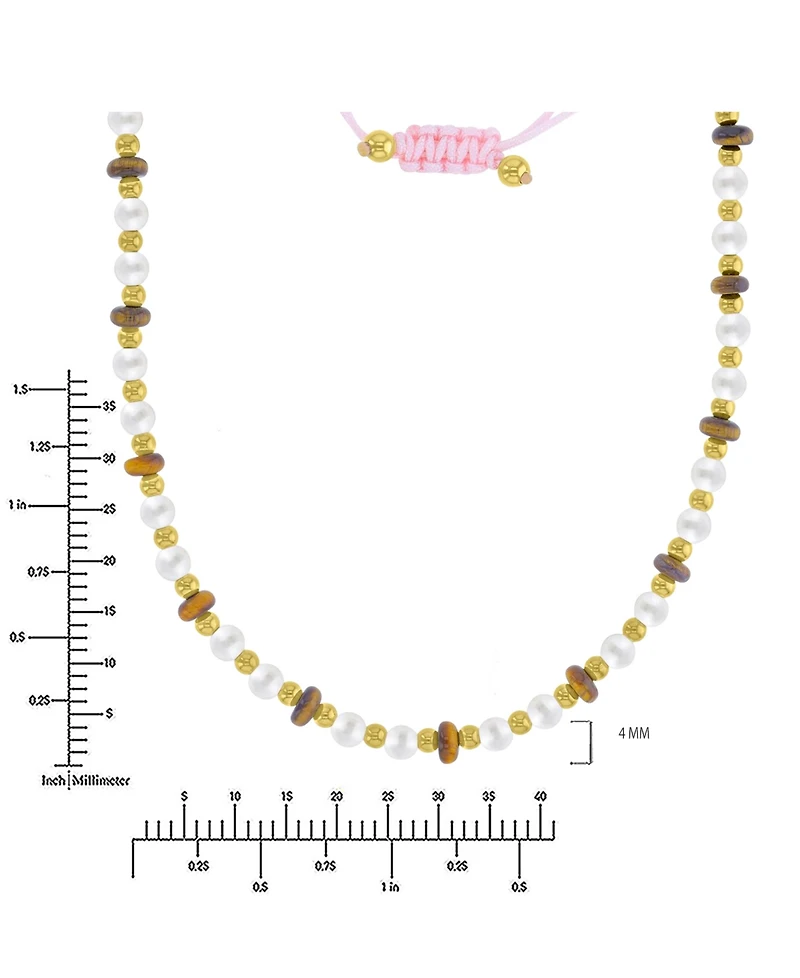 Roxy Waterproof Yellow Tiger Eye Pearl Adjustable Necklace