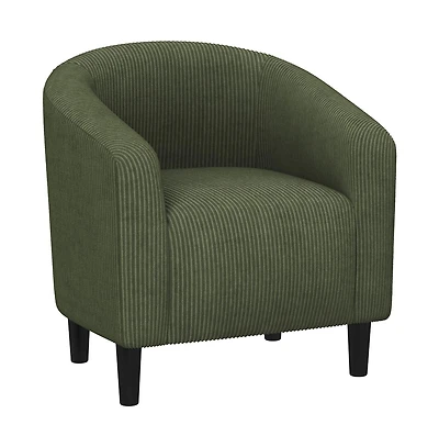 Yaheetech Corduroy Fabric Upholstered Accent Barrel Chair, Dark Green