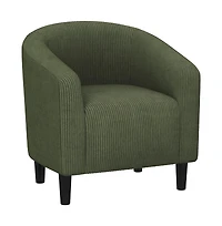 Yaheetech Corduroy Fabric Upholstered Accent Barrel Chair, Dark Green