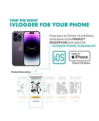 Movo uVlogger Vlogging Kit for iPhone 15 and up with Light, Mic, Phone Mount, Tripod (Usb-c)