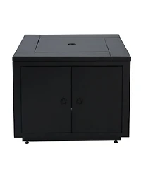 Flynama 30 Inch Square Steel Fire Pit Table Black 40000 Btu Galvanized Steel Construction