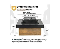 Flynama 36 Inch Iron Wood Burning Fire Pit Table 36 Inch Diameter 24 Inch H Decorative Cross Weave Pattern