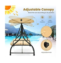Mondawe 3 Seat Outdoor Porch Swing with Adjustable Canopy