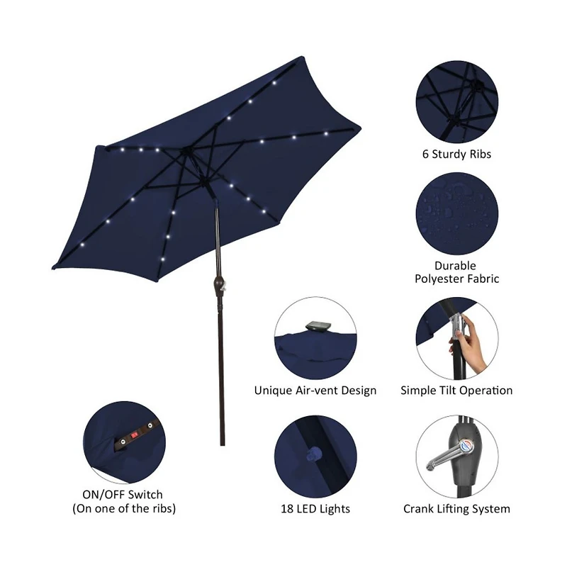 Mondawe 10 Feet Outdoor Patio Umbrella with Bright Solar Led Lights