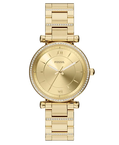 Fossil Women's Carlie Three-Hand Gold-Tone Stainless Steel Watch, 35mm