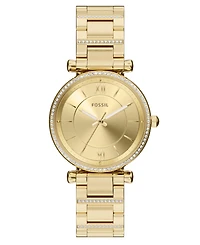 Fossil Women's Carlie Three-Hand Gold-Tone Stainless Steel Watch, 35mm
