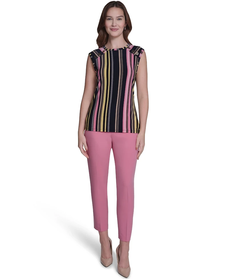 Tommy Hilfiger Women's Sleeveless Crewneck Stripe Top