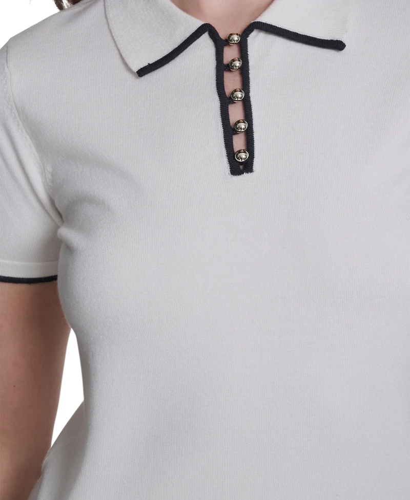 Tommy Hilfiger Women's Collared Tipped Polo Sweater