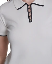 Tommy Hilfiger Women's Collared Tipped Polo Sweater