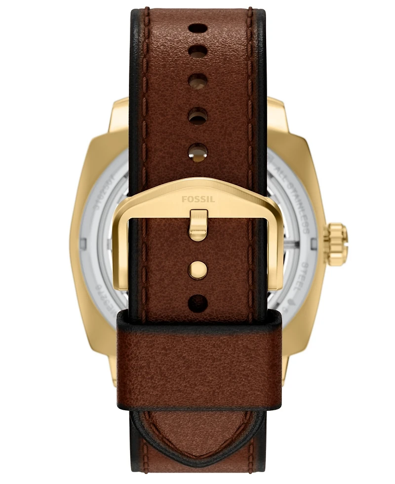 Fossil Men's Machine Automatic Brown Leather Watch, 45mm