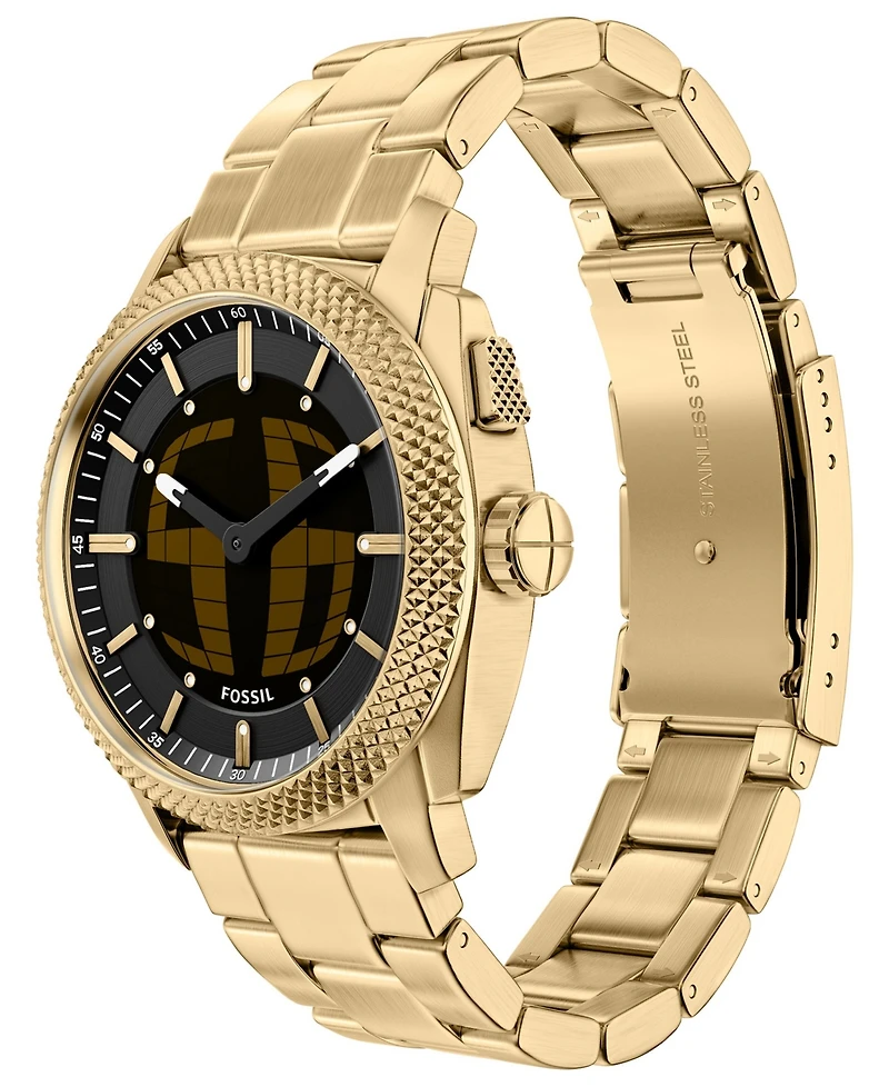 Fossil Men's Machine Big Tic Gold-Tone Stainless Steel Watch, 41mm