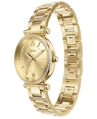 Fossil Women's Carlie Three-Hand Gold-Tone Stainless Steel Watch, 35mm