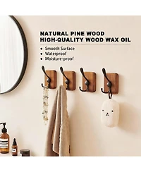 Yigii 4 Pack Rustic Iron Hooks, Heavy Duty, Adhesive & Drill, Brown