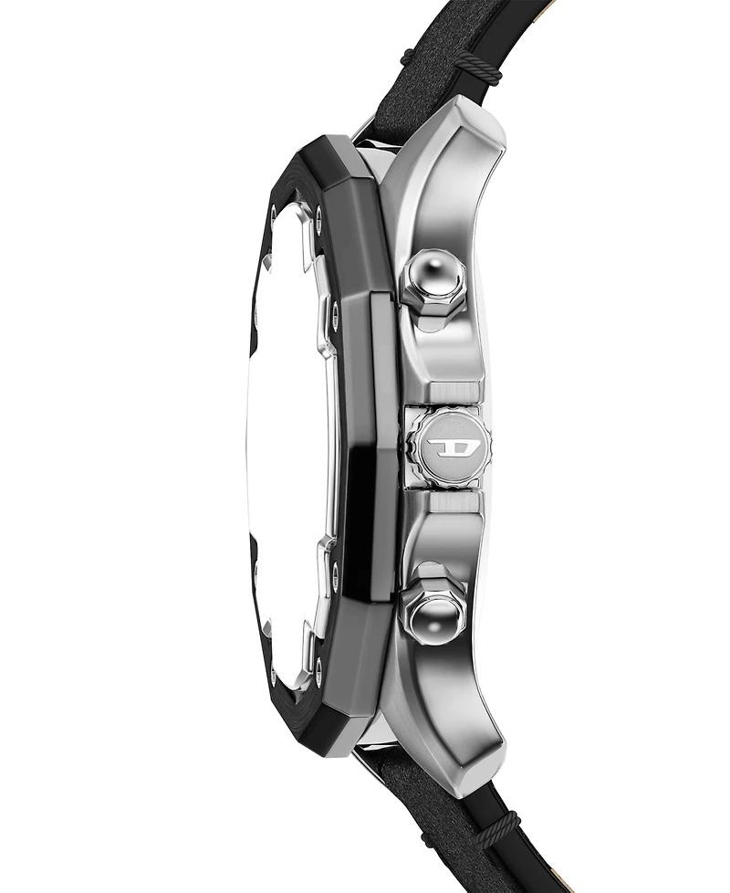 Diesel Men's Stinger Quartz Chronograph Black Leather Watch, 46mm