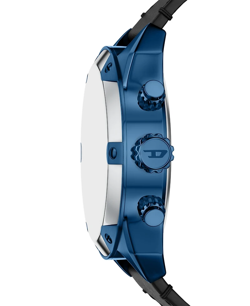 Diesel Men's Spiked Quartz Chronograph Black Leather Watch, 49mm