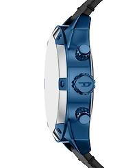 Diesel Men's Spiked Quartz Chronograph Black Leather Watch, 49mm