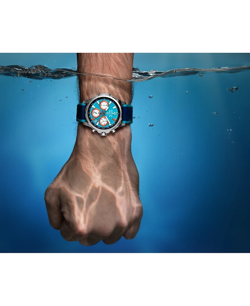 Bulova Men's Marine Star E1 Chronograph Blue Leather and Silicone Strap Watch 43mm