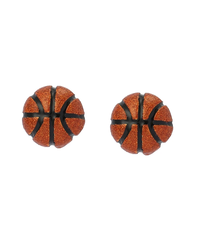 Betsey Johnson Orange Basketball Stud Earrings
