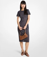 Michael Kors Women's Laser Cut Mirror Crew Neck Midi Dress