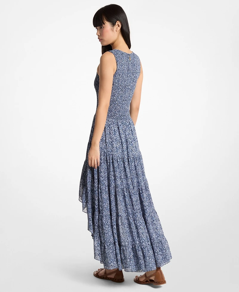 Michael Kors Women's High-Low Smock Crew Neck Maxi Dress