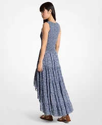 Michael Kors Women's High-Low Smock Crew Neck Maxi Dress