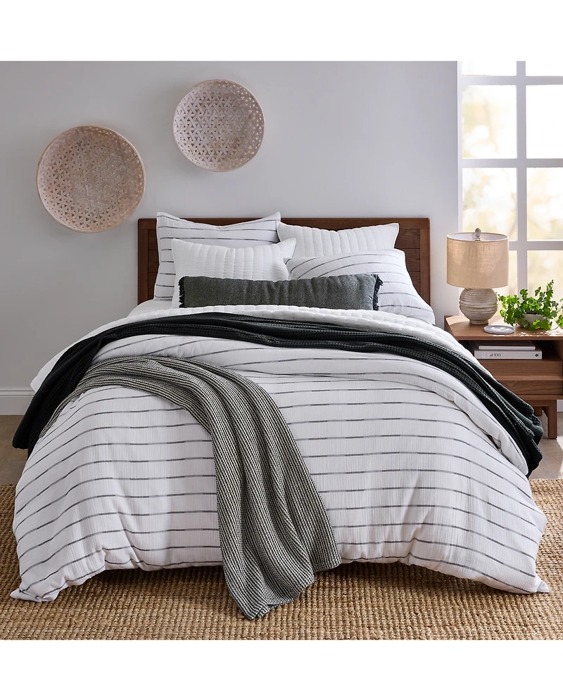 Oake Haven Striped 3-Pc. Duvet Cover Set, Full/Queen, Macy's Exclusive