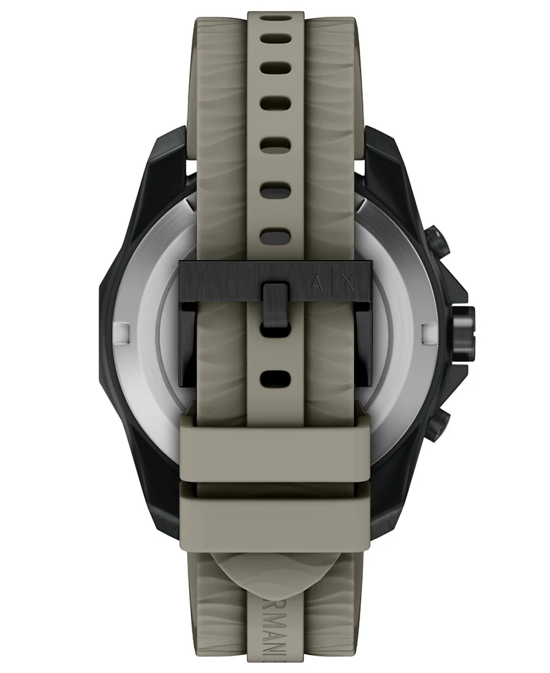 Armani Exchange Men's Quartz Chronograph Gray Silicone Watch, 44mm