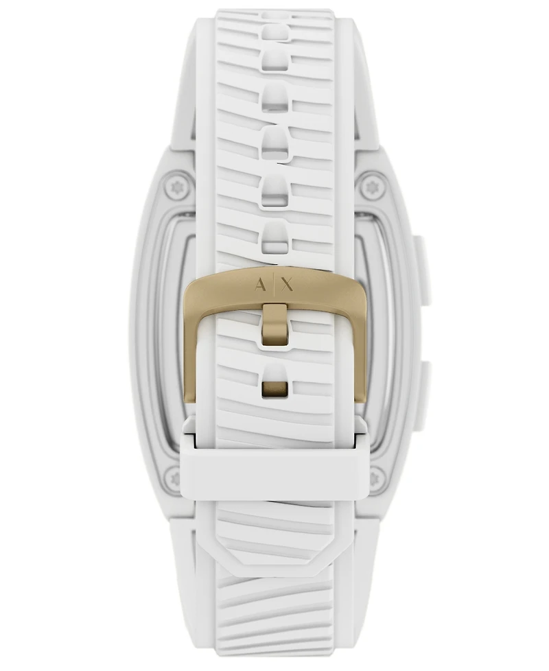 Armani Exchange Men's Lcd White Silicone Watch, 42mm