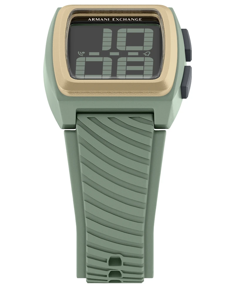Armani Exchange Men's Lcd Green Silicone Watch, 42mm