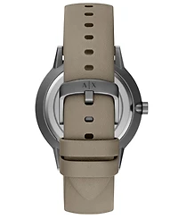 Armani Exchange Men's Quartz Three-Hand Gray Leather Watch, 42mm