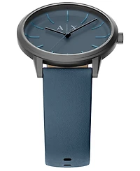 Armani Exchange Men's Quartz Three-Hand Blue Leather Watch, 42mm