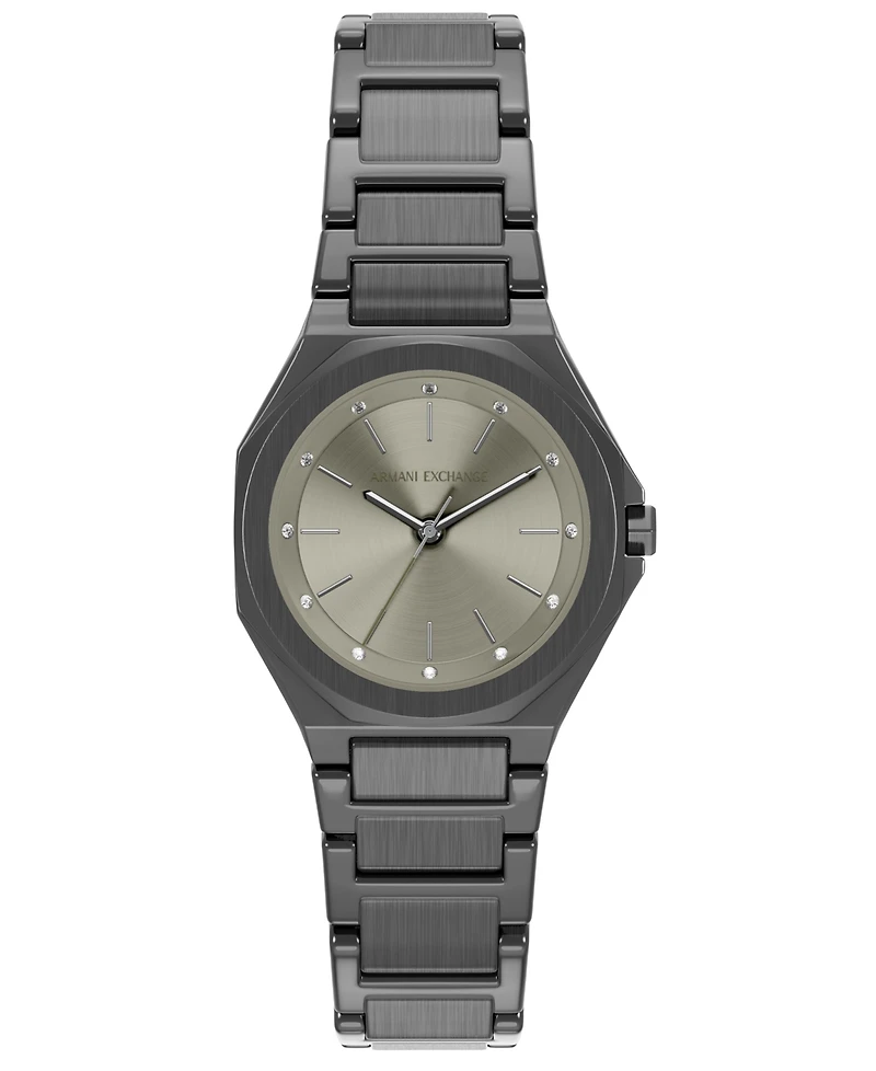 Armani Exchange Women's Quartz Three-Hand Gunmetal Stainless Steel Watch, 34mm