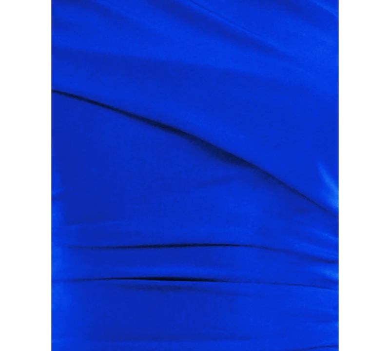 B Darlin Juniors' One-Shoulder Draped Floor-Sweeping Gown