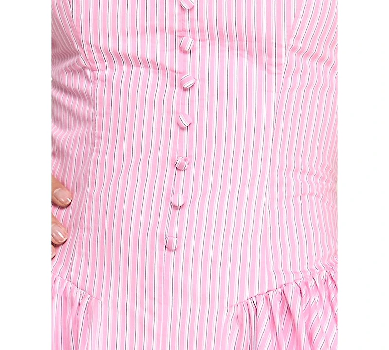 Alex & Sophia Juniors' Sleeveless Button-Front Stripe Dress