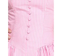 Alex & Sophia Juniors' Sleeveless Button-Front Stripe Dress