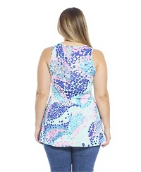 24seven Comfort Apparel Plus Abstract Scoop Neck Tunic Tank Top