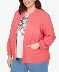 Alfred Dunner Plus Austin Quilted Knit Ribbed Jacket