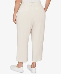Alfred Dunner Plus Natural Wonder Linen Elastic Waist Ankle Pants