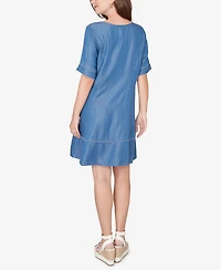 Ruby Rd. Petite Lace-Up Neck Tipped Dress