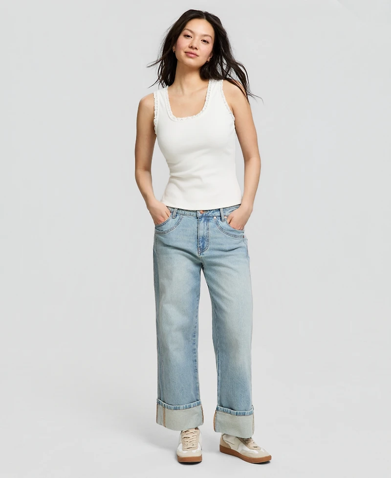 And Now This Women's Crocheted-Trim Ribbed Tank Top, Macy's Exclusive