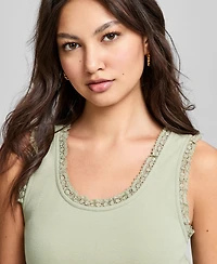 And Now This Women's Crocheted-Trim Ribbed Tank Top, Macy's Exclusive