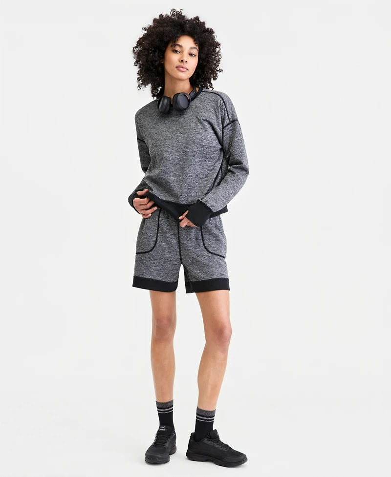 Id Ideology Women's Quilted Reversible Crewneck Sweatshirt, Macy's Exclusive