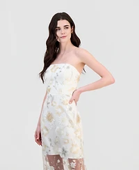 Sam Edelman Women's 3D Flower Strapless Midi Dress