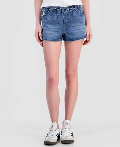 Vanilla Star Juniors' Embroidered Seashell Drawstring Shorts