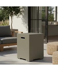 Flynama 16 Inch Propane Tank Cover 20 Lb Outdoor Storage Hideaway Table Concrete Tank Holder Cement Grey Light Grey